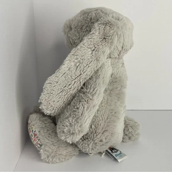 Jellycat London Silver Blossom Bunny Gray Soft Medium 12” HTF Plush - Picture 9 of 16